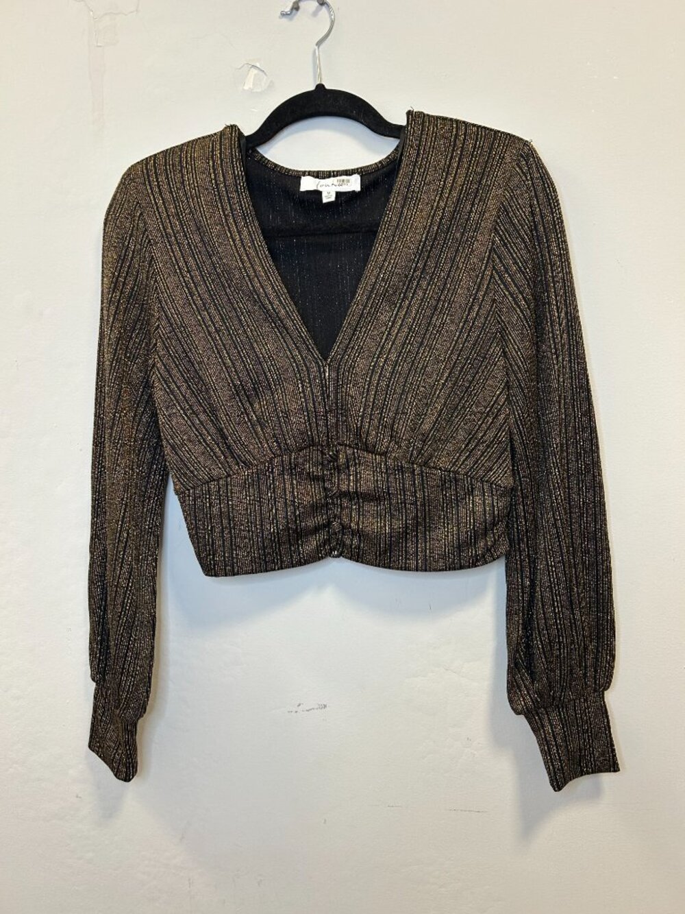 Louna Stripe Crop Top Gold and Black, Size M